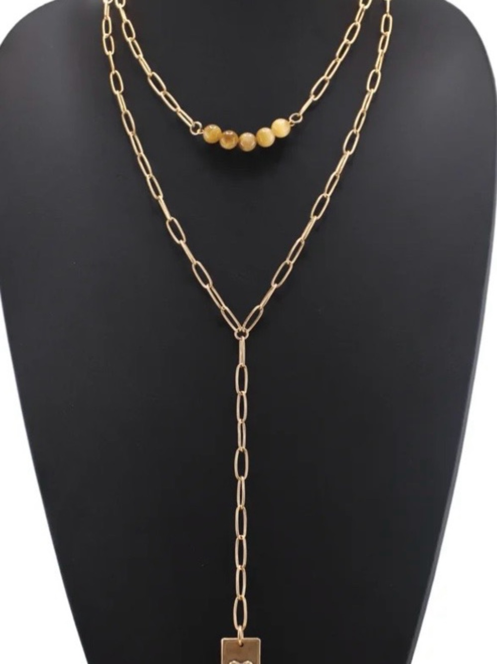 Katia Designs: I Own My Peace Lariat Necklace w Authentic Tigers Eye Stones